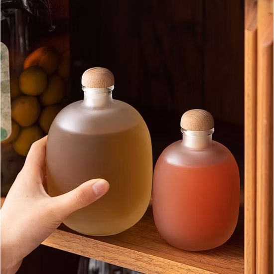 Fancy 250ml 375ml 500ml Clear Beverage Fruit Juice Ice Wine Glass Bottle with Cork