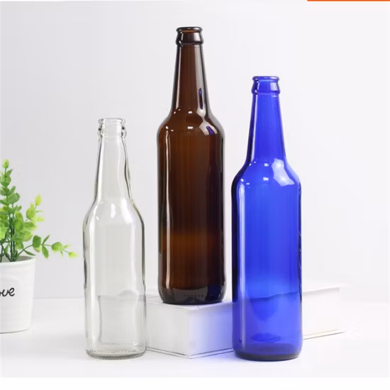 Botellas de cerveza de vidrio ámbar con tapa