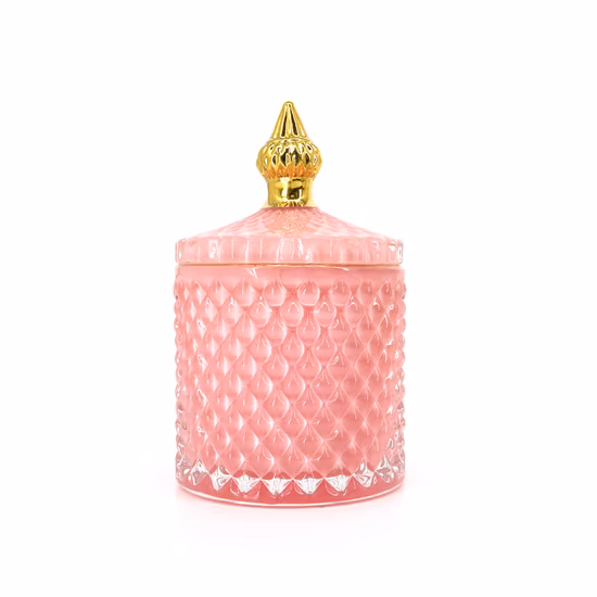 Envase de vela de cristal de leopardo marrón blanco soplado a mano Popular de lujo tarro de vela de cristal Vogue grande 12oz